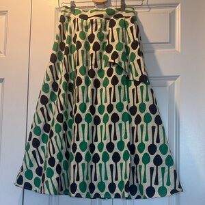 Anthropologie Eva Franco Spoon Print A-Line Midi Skirt NWT 4